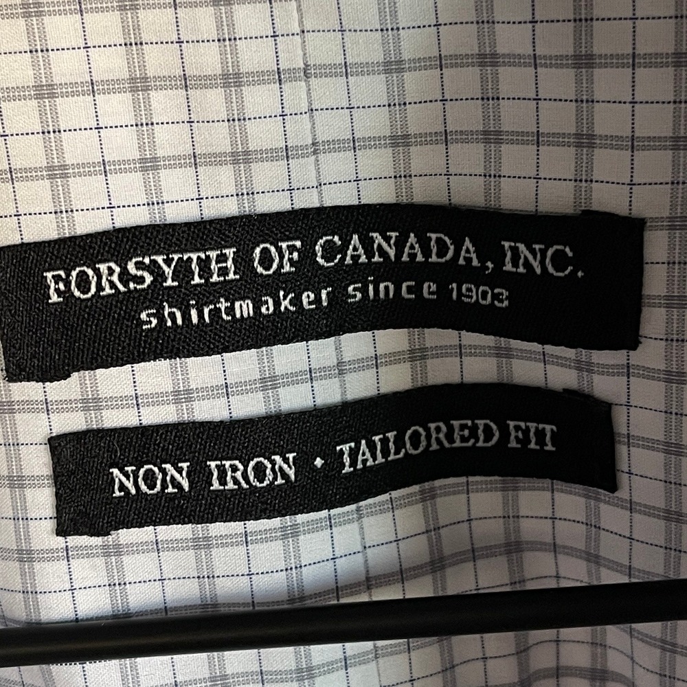 Forsyth Of Canada Mens Non Iron Tailored Fit Dress Shirt Size Large - Picture 5 of 7